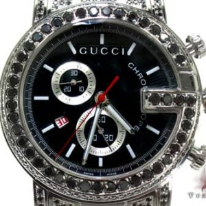 Fully Iced Black Diamond Gucci 101G Chrono YA101309 192...