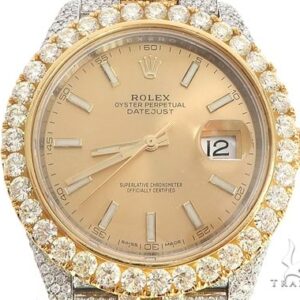 41mm Two Tone Fully Iced Out Rolex Datejust Watch Jubil...