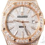 Diamond Audemars Piguet Royal Oak 41mm Watch with Leath...