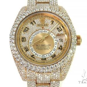 Fully Iced Out Sky-Dweller Oyster Perpetual Rolex Watch...