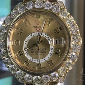 Fully Iced Yellow Gold Sky-Dweller Rolex Watch 63898