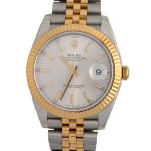 Rolex Datejust 41mm 126333 Silver Stick Dial Two Tone J...
