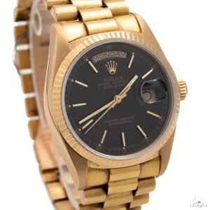 Rolex Day-Date 36mm 18038 Black Stick Dial President Br...