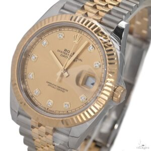 Rolex Datejust 41mm 126333 Champagne Diamond Dial Two T...